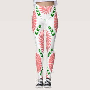  pattern with pink flowers   leggings