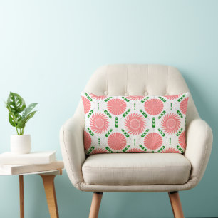  pattern with pink flowers   lumbar pillow