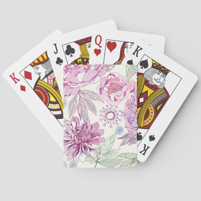 Pattern with pink flowers playing cards (Back)