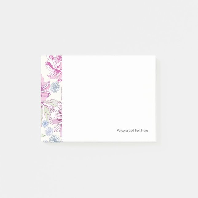 Pattern with pink flowers post-it notes (Front)