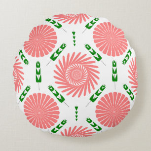  pattern with pink flowers   round pillow