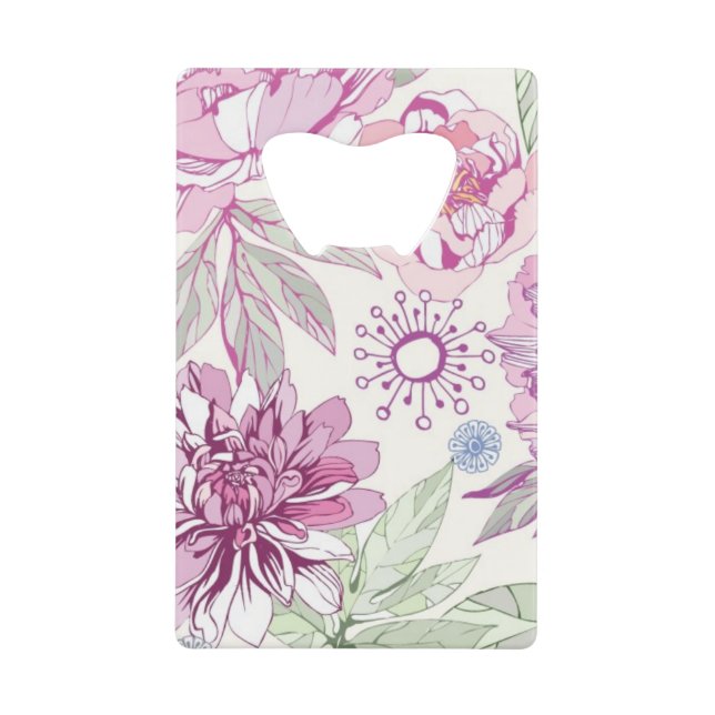 Pattern with pink flowers wallet bottle opener (Front)