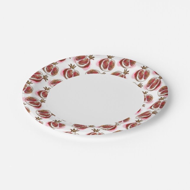 Pattern with pomegranate paper plate (Angled)