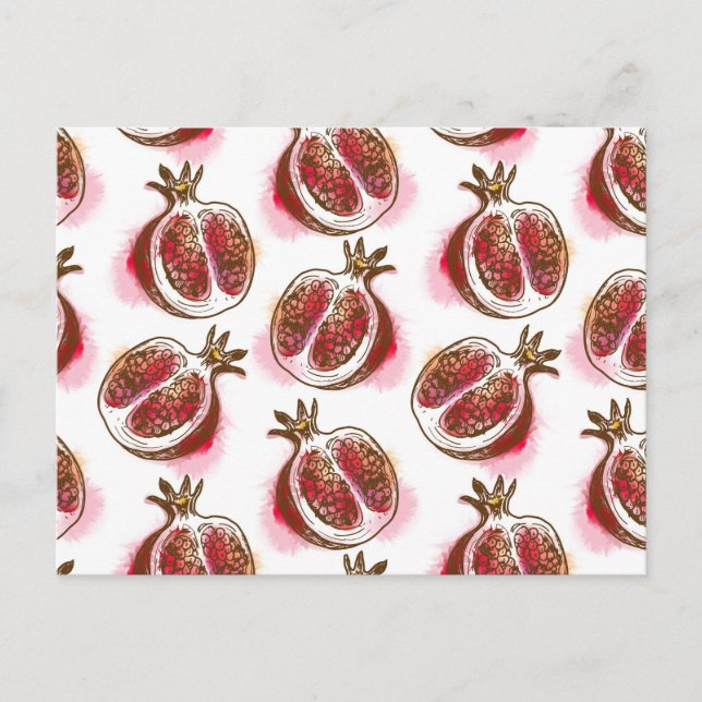 Pattern with pomegranate postcard (Front)