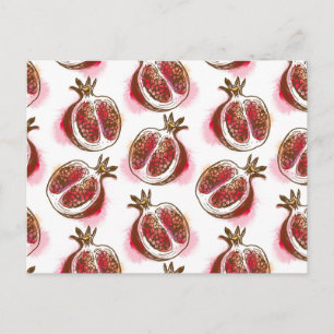 Pattern with pomegranate postcard