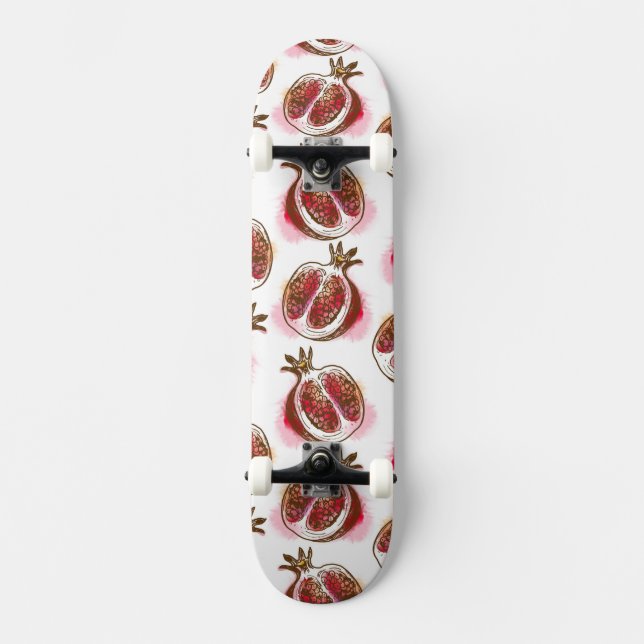 Pattern with pomegranate skateboard (Front)
