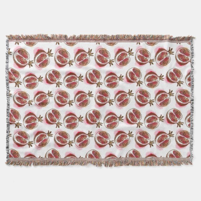 Pattern with pomegranate throw blanket (Front)