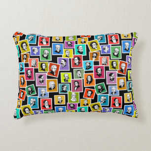 Pattern with portraits of the greatest composers accent pillow