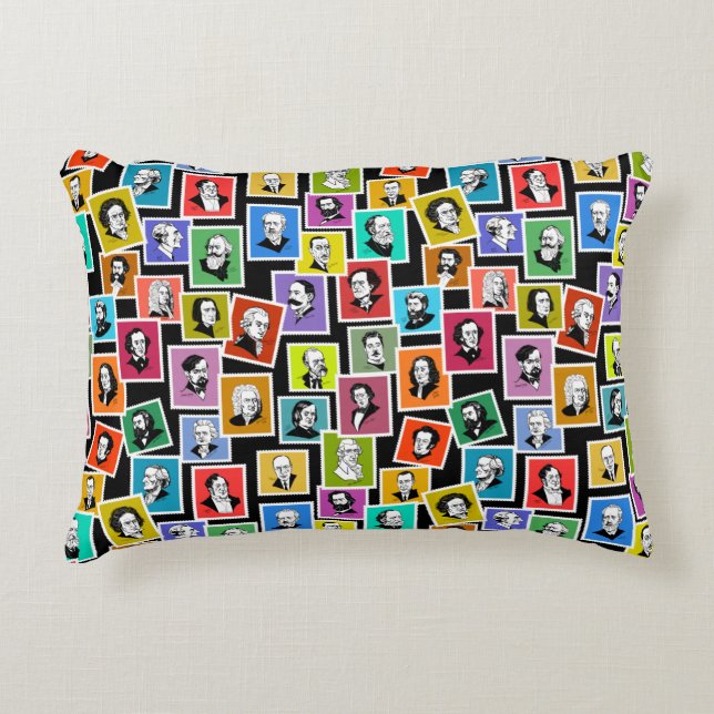 Pattern with portraits of the greatest composers accent pillow (Front)