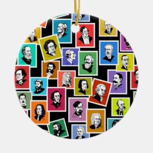 Pattern with portraits of the greatest composers ceramic ornament