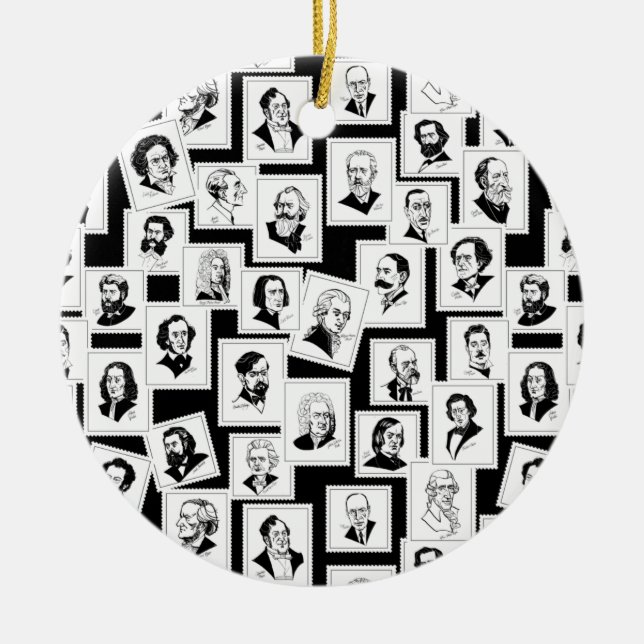 Pattern with portraits of the greatest composers ceramic ornament (Front)