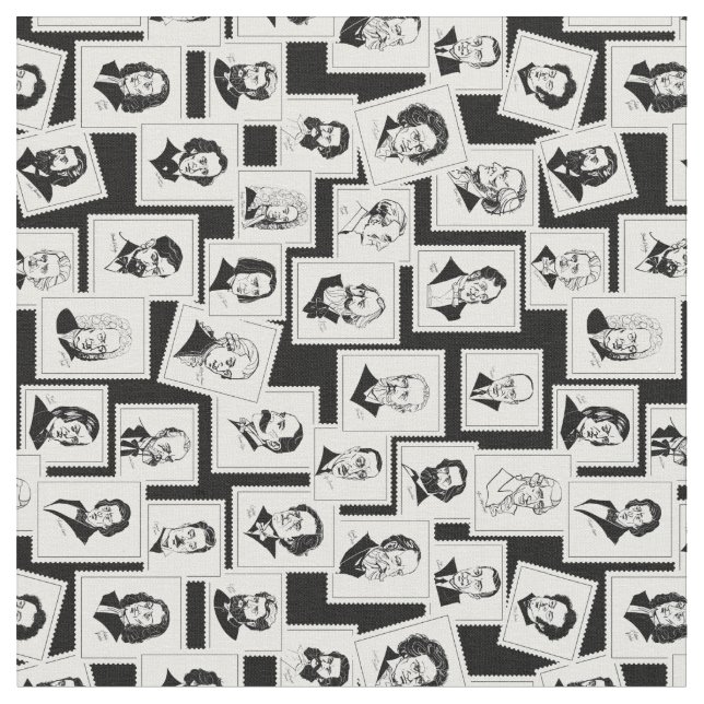 Pattern with portraits of the greatest composers fabric (Close Up)