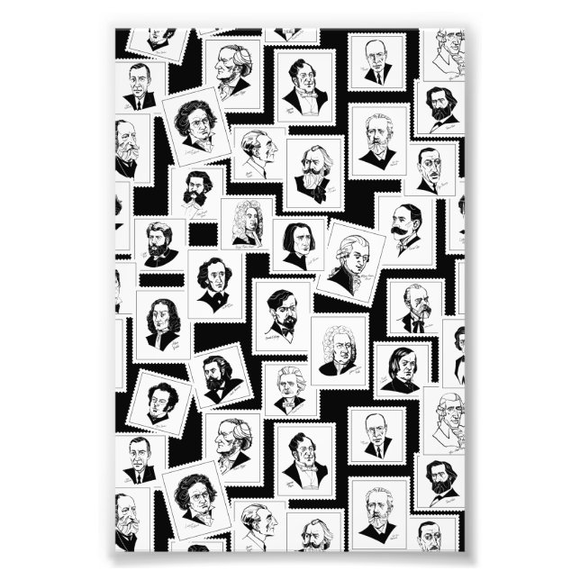 Pattern with portraits of the greatest composers photo print (Front)