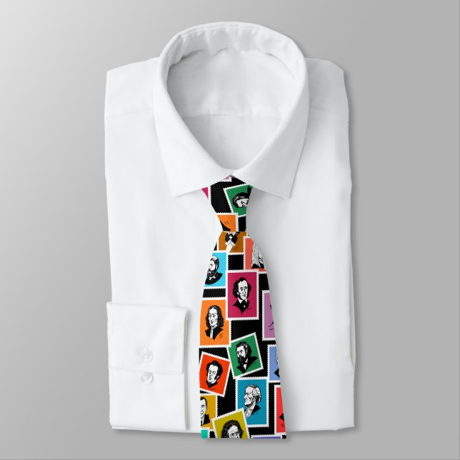 Pattern with portraits of the greatest composers tie (Tied)
