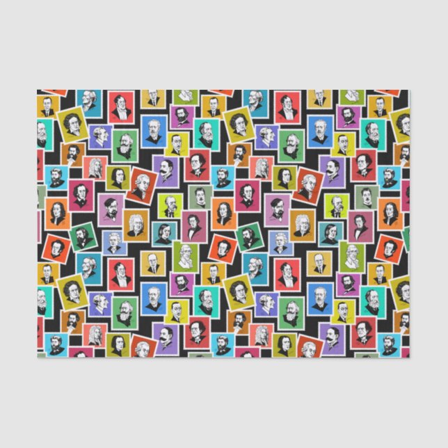 Pattern with portraits of the greatest composers tissue paper (Front)