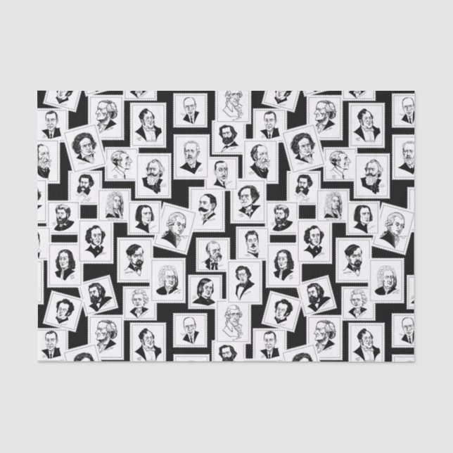 Pattern with portraits of the greatest composers tissue paper (Front)