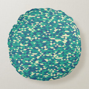 Pattern with random colored Diamonds Generative Ar Round Pillow