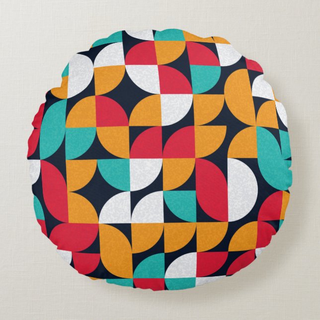 Pattern with random coloured triangles Generative  Round Pillow (Front)
