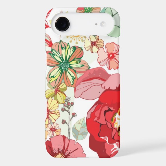 Pattern with red flowers Case-Mate iPhone case (Back)