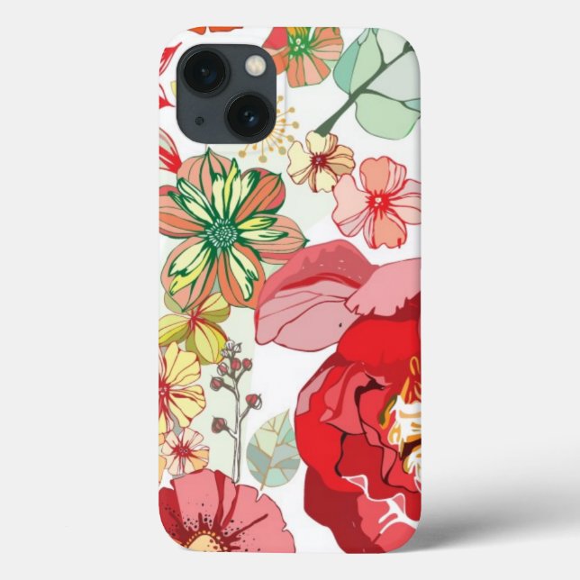 Pattern with red flowers Case-Mate iPhone case (Back)