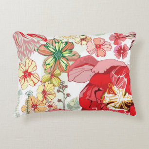 Pattern with red flowers decorative pillow