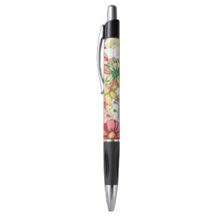 Pattern with red flowers pen