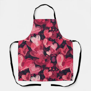 pattern with red hearts for Valentines Day Apron
