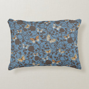 pattern with roses and butterfly accent pillow