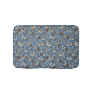 pattern with roses and butterfly bath mat