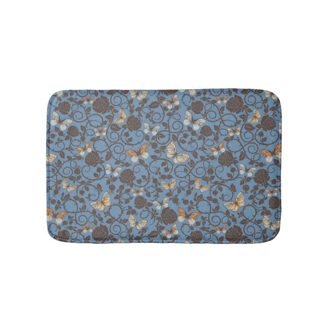 pattern with roses and butterfly bath mat (Front)