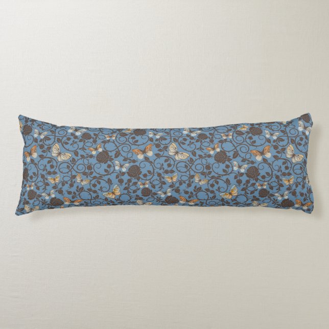 pattern with roses and butterfly body pillow (Front)