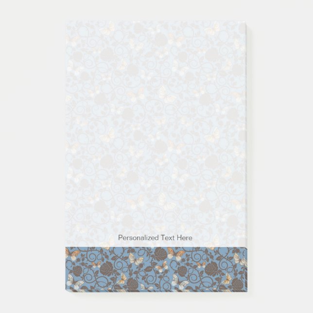 pattern with roses and butterfly post-it notes (Front)