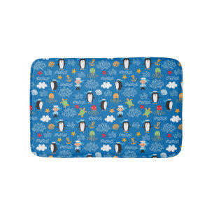 pattern with sea theme bath mat