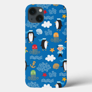 pattern with sea theme iPhone 13 case