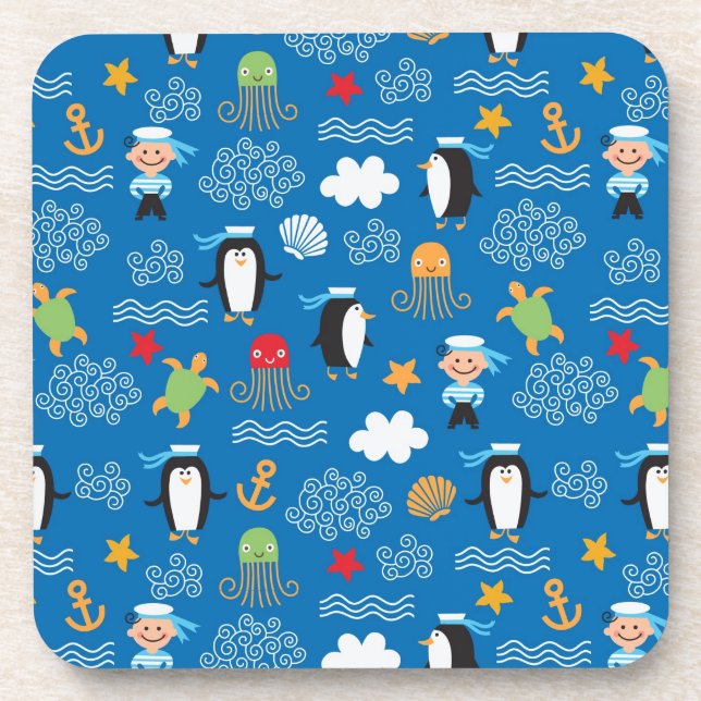 pattern with sea theme coaster (Front)
