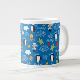 pattern with sea theme large coffee mug
