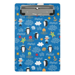 pattern with sea theme mini clipboard
