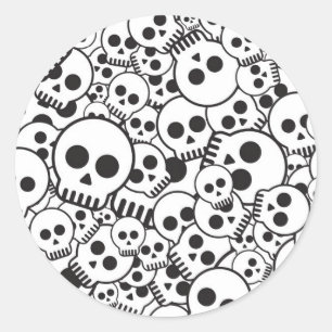 Pattern with skulls classic round sticker