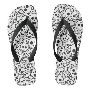 Pattern with skulls flip flops