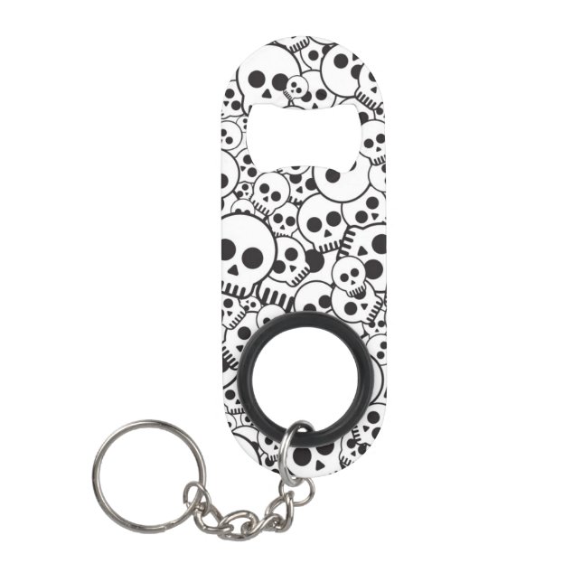 Pattern with skulls keychain bottle opener (Front)
