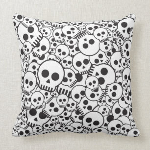 Pattern with skulls throw pillow
