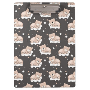pattern with small bear sleeping clipboard