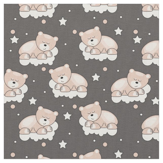 pattern with small bear sleeping fabric (Close Up)