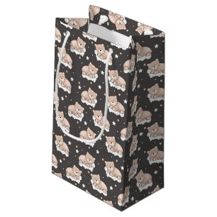 pattern with small bear sleeping gift bag