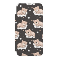 pattern with small bear sleeping