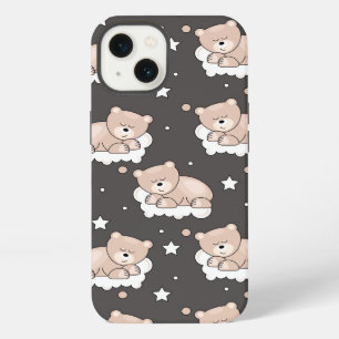 pattern with small bear sleeping iPhone 13 case