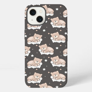pattern with small bear sleeping iPhone 13 case