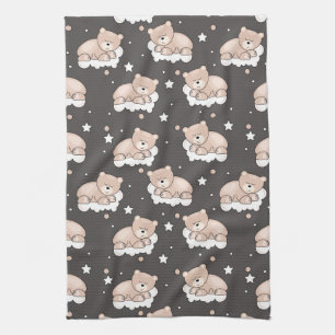 pattern with small bear sleeping kitchen towel