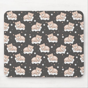 pattern with small bear sleeping mouse pad