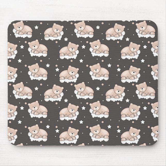 pattern with small bear sleeping mouse pad (Front)